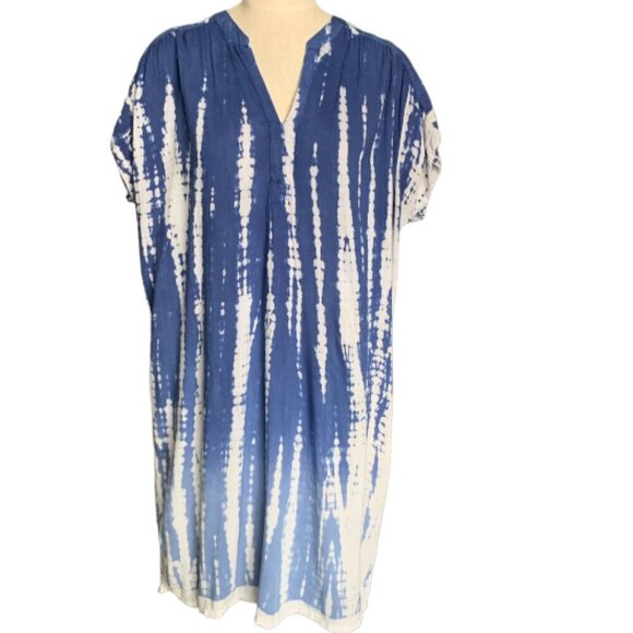 Sweet Magnolia Dress Ombre Tie Dye V-Neck Short Sleeve Lagenlook Sz M #101F - Picture 1 of 6